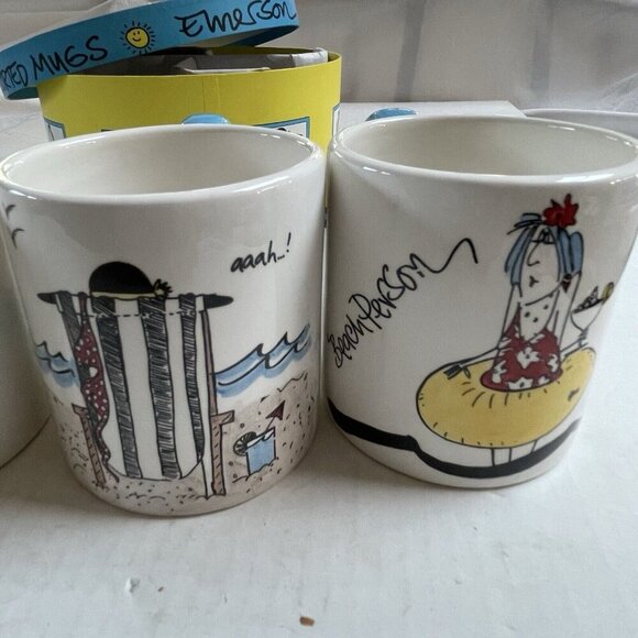 Emerson Signature Collection Beach Person 4 Assorted Mugs Boxed - Picture 7 of 11
